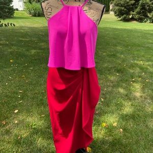 Red & Pink Asymmetrical Dress